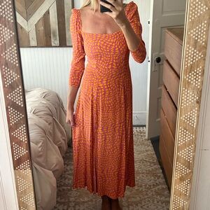 Olivaceous retro midi dress size small.